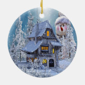 Décoration En Céramique Christmas Tree Decor Winter White Snowman Blue (Dos)