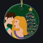 Décoration En Céramique Christmas Tree Lesbian Couple LGBT<br><div class="desc">Beautiful lesbian Christmas ornament featuring a romantic gay couple. Two women hold each other in a loving embrace in front of a festive Christmas tree on a pretty ornament gift for your LGBT friends</div>