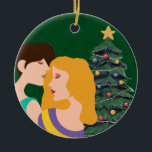 Décoration En Céramique Christmas Tree Lesbian Couple LGBT<br><div class="desc">Beautiful lesbian Christmas ornament featuring a romantic gay couple. Two women hold each other in a loving embrace in front of a festive Christmas tree on a pretty ornament gift for your LGBT friends</div>