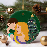 Décoration En Céramique Christmas Tree Lesbian Couple LGBT<br><div class="desc">Beautiful lesbian Christmas ornament featuring a romantic gay couple. Two women hold each other in a loving embrace in front of a festive Christmas tree on a pretty ornament gift for your LGBT friends</div>