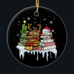 Décoration En Céramique Christmas Tree Snowman Reindeer Book Librarian<br><div class="desc">Christmas Tree Snowman Reindeer Librairie de la pile de livres</div>