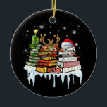 Décoration En Céramique Christmas Tree Snowman Reindeer Book Librarian<br><div class="desc">Christmas Tree Snowman Reindeer Librairie de la pile de livres</div>