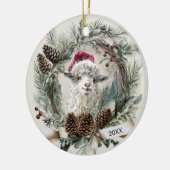 Décoration En Céramique Christmas Wreath Angora Goat (Gauche)