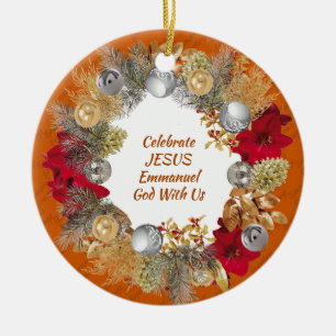 Décoration En Céramique Christmas Wreath Custom Orange CELEBRATE JESUS
