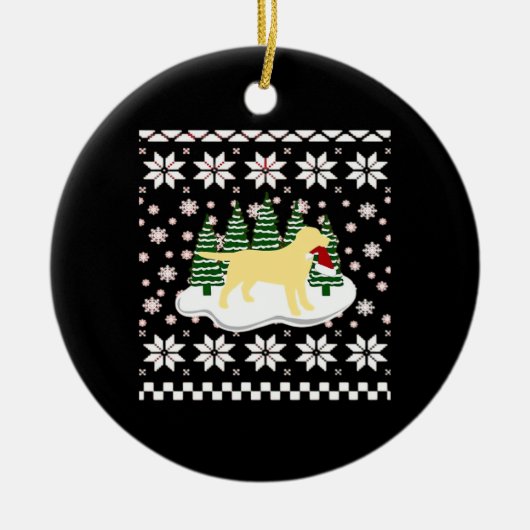 Décoration En Céramique Christmas Yellow Labrador Silhouette Santa Hat Cla (Devant)