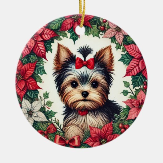 Décoration En Céramique Christmas Yorkie (Devant)