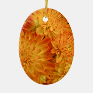 Décoration En Céramique Chrysanthèmes orange Fire