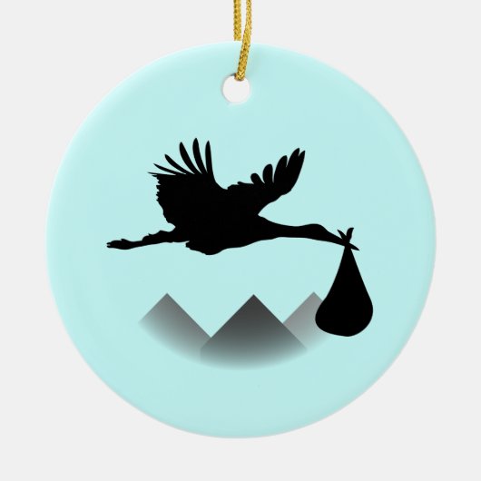 Décoration En Céramique Cigogne et bébé (Devant)