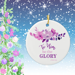 Décoration En Céramique Citation chrétienne violette florale de l'Écriture