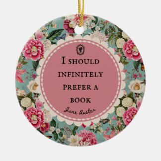 Décoration En Céramique Citation de Jane Austen avec des fleurs vintage