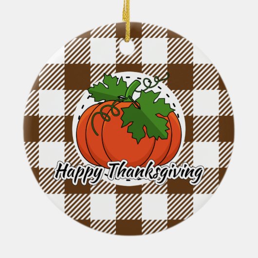 DÉCORATION EN CÉRAMIQUE CITROUILLE BROWN - BON THANKSGIVING (Dos)