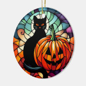 Décoration En Céramique Citrouille Chat noir en verre d'Halloween (Gauche)