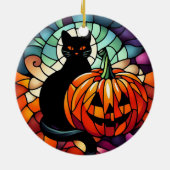 Décoration En Céramique Citrouille Chat noir en verre d'Halloween (Dos)