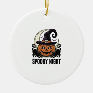 Décoration En Céramique Citrouille de Halloween Chat Sorcière Chapeau Vint