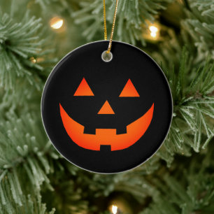 Décoration En Céramique Citrouille Jack-o'-lantern noir néon orange d'Hall