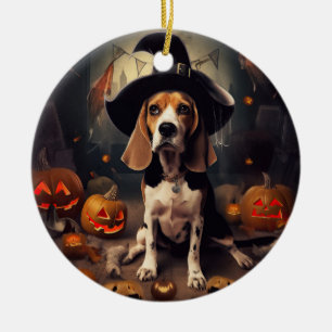 Décoration En Céramique Citrouilles Beagle Halloween Épouvantables
