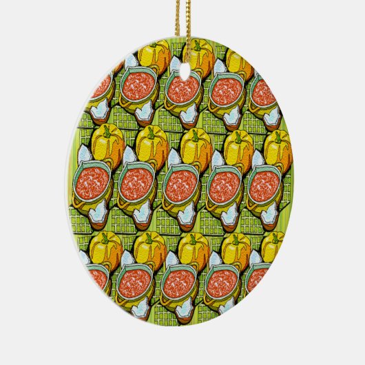 Décoration En Céramique Citrouilles, soupe et Arrière - plan rayé (Droite)