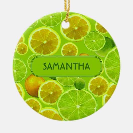 Décoration En Céramique Citrus Fruit, Lemon & Lime Pattern (Devant)