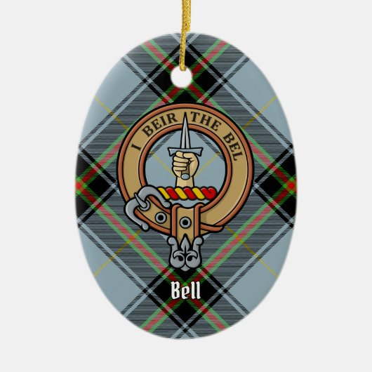 Décoration En Céramique Clan Bell Crest sur Tartan (Devant)