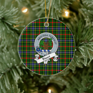 Décoration En Céramique Clan Bisset Motif Badge Tartan Plaid