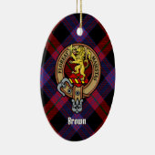 Décoration En Céramique Clan Brown Crest sur Tartan (Droite)