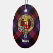 Décoration En Céramique Clan Brown Crest sur Tartan (Gauche)