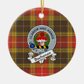 Décoration En Céramique Clan Buchanan Ancien Ensemble Patiné Badge Tartan  (Devant)