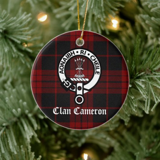 Décoration En Céramique Clan Cameron Crest Badge et Tartan (Arbre)