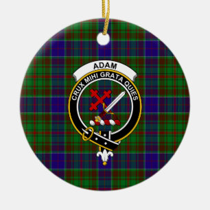 Décoration En Céramique Clan écossais Adam Hunting Tartan and Crest