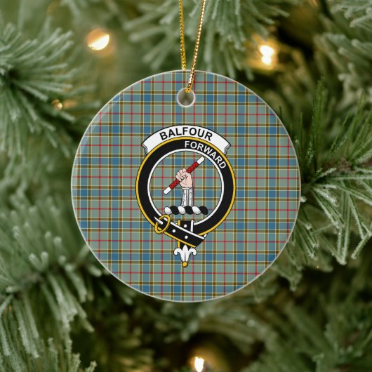 Décoration En Céramique Clan écossais Balfour Tartan et Crest (Arbre)