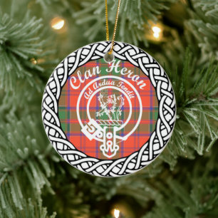 Décoration En Céramique Clan écossais Heron Tartan et Crest