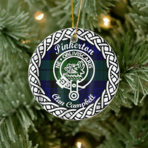 Décoration En Céramique Clan écossais Pinkerton Tartan et Crest