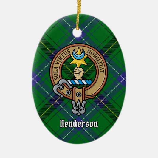 Décoration En Céramique Clan Henderson Crest sur Tartan (Devant)