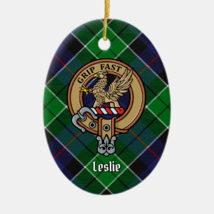 Décoration En Céramique Clan Leslie Crest sur la chasse Tartan