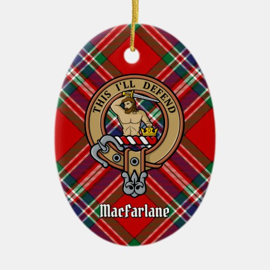 Décoration En Céramique Clan MacFarlane Crest sur Red Tartan (Devant)