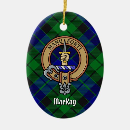 Décoration En Céramique Clan MacKay Crest sur Tartan (Devant)
