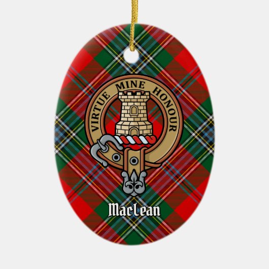 Décoration En Céramique Clan MacLean Crest sur Tartan (Devant)