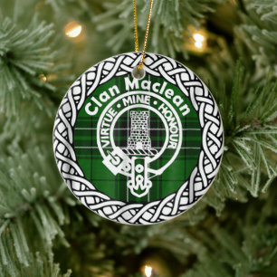 Décoration En Céramique Clan Maclean Tartan et Crest