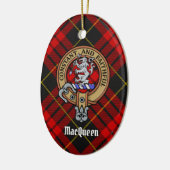 Décoration En Céramique Clan MacQueen Crest sur Tartan (Gauche)