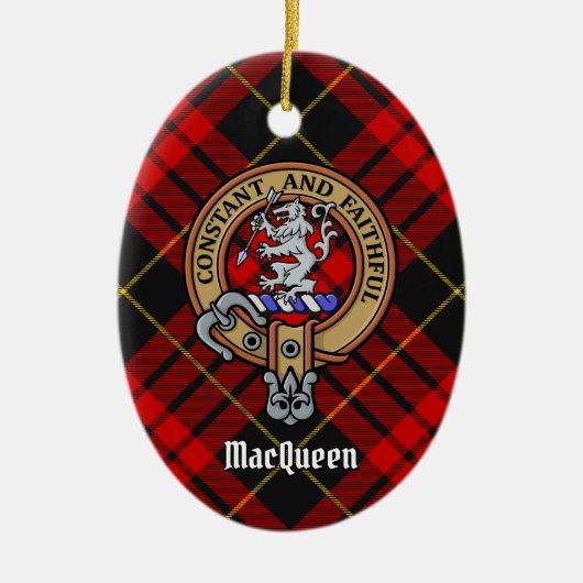Décoration En Céramique Clan MacQueen Crest sur Tartan (Devant)