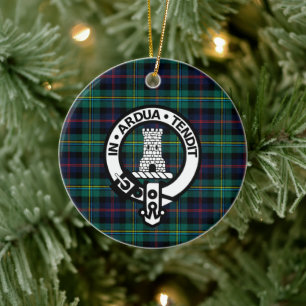 Décoration En Céramique Clan Malcolm Tartan et Crest