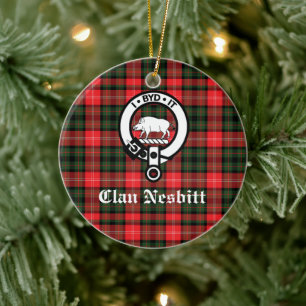 Décoration En Céramique Clan Nesbitt Crest Badge & Tartan Personnalisé