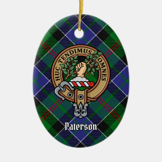 Décoration En Céramique Clan Paterson Crest sur Tartan (Devant)