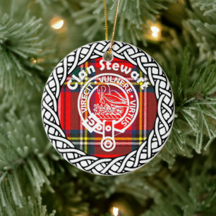 Décoration En Céramique Clan Stewart Tartan et Crest