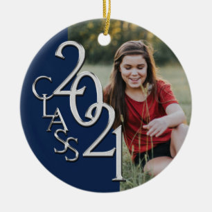 Décoration En Céramique Classe de fin d'études 2021 Photo Blue Silver