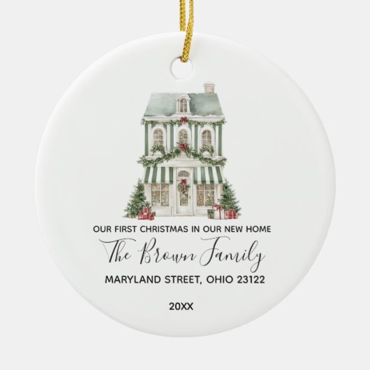 Décoration En Céramique Classic Christmas House Winter New Home Custom (Devant)