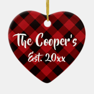 Décoration En Céramique Classic Holiday Noël design rouge buffle plaid