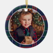 Décoration En Céramique Classic Marine Rouge Vert Tartan Plaid Photo perso (Devant)