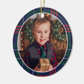 Décoration En Céramique Classic Marine Rouge Vert Tartan Plaid Photo perso (Gauche)