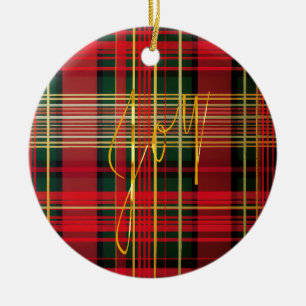 Décoration En Céramique Classique Plaid Tartan 'Joy' Calligraphie décorati